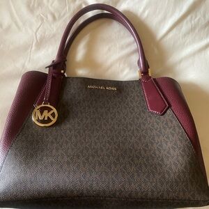 Michael Kors Burgundy and Brown Women's Bag